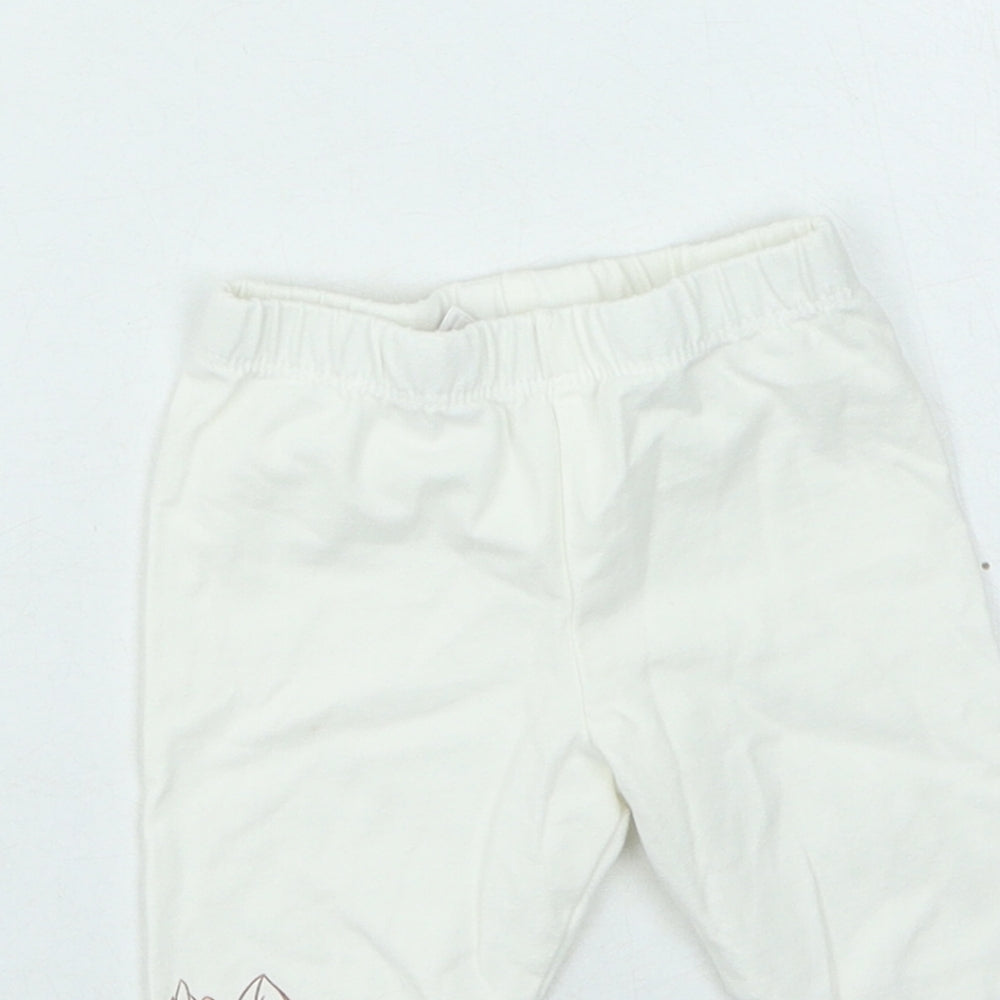 Dunnes Stores Girls White  Cotton Jogger Leggings Size 3-6 Months