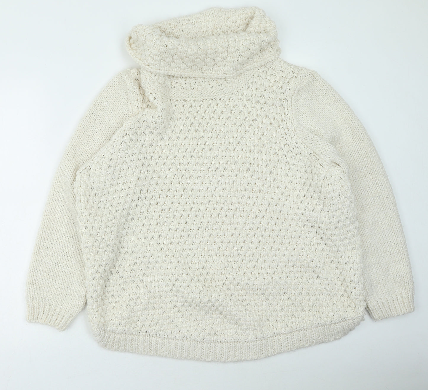 Marks and Spencer Womens Beige Roll Neck  Acrylic Pullover Jumper Size L