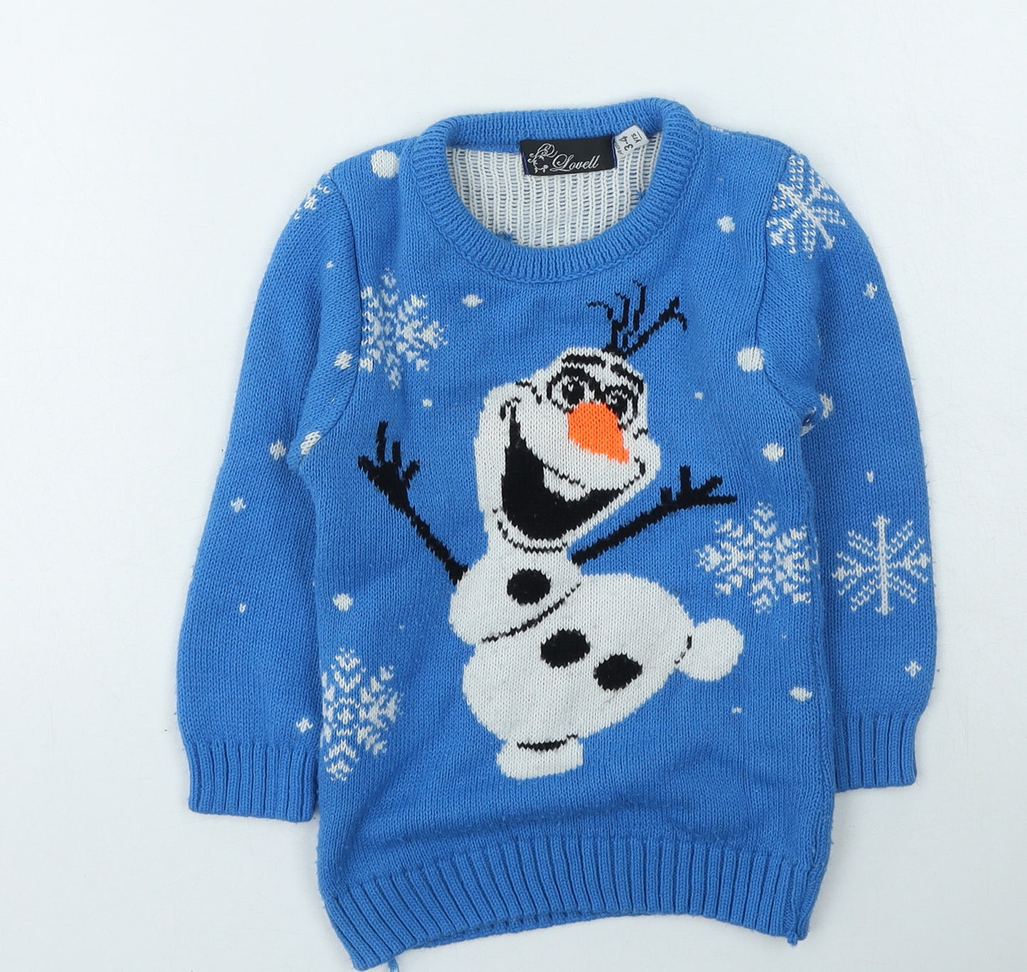 Lovell Boys Blue Round Neck  Acrylic Pullover Jumper Size 3-4 Years   - Christmas Jumper