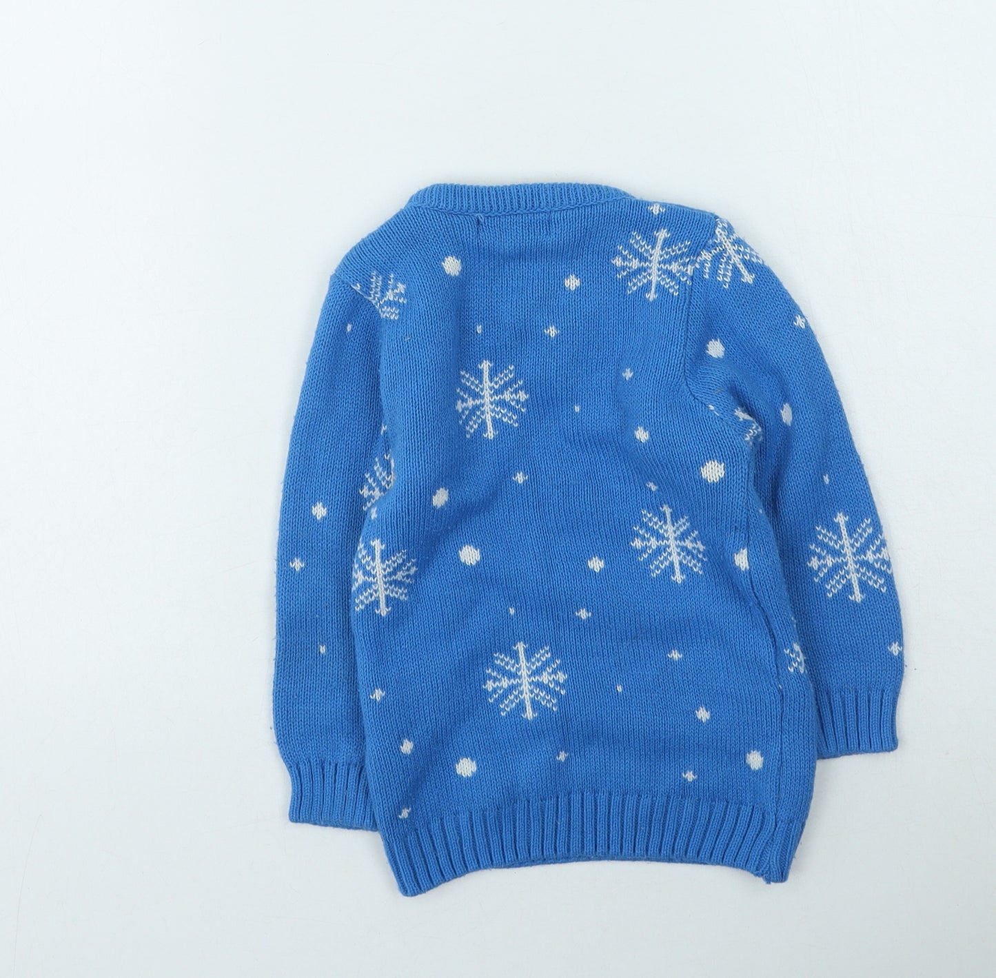 Lovell Boys Blue Round Neck  Acrylic Pullover Jumper Size 3-4 Years   - Christmas Jumper