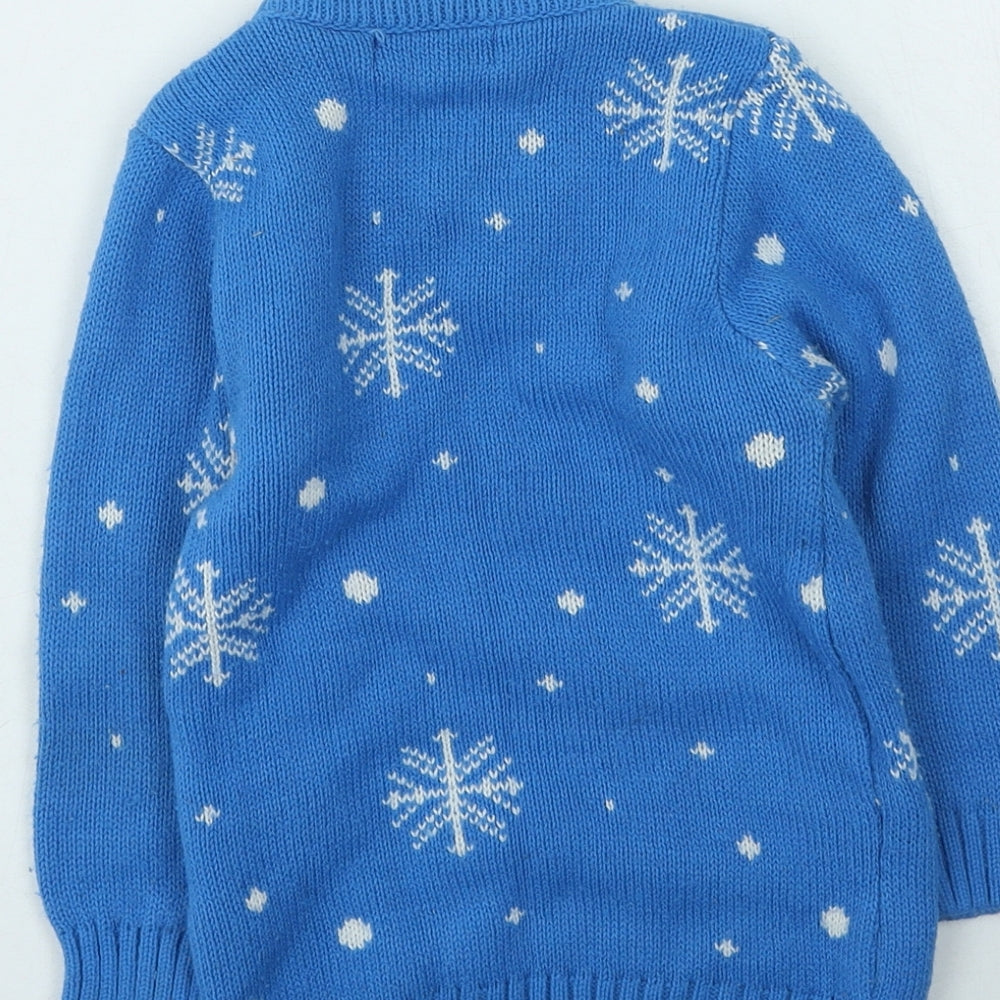 Lovell Boys Blue Round Neck  Acrylic Pullover Jumper Size 3-4 Years   - Christmas Jumper
