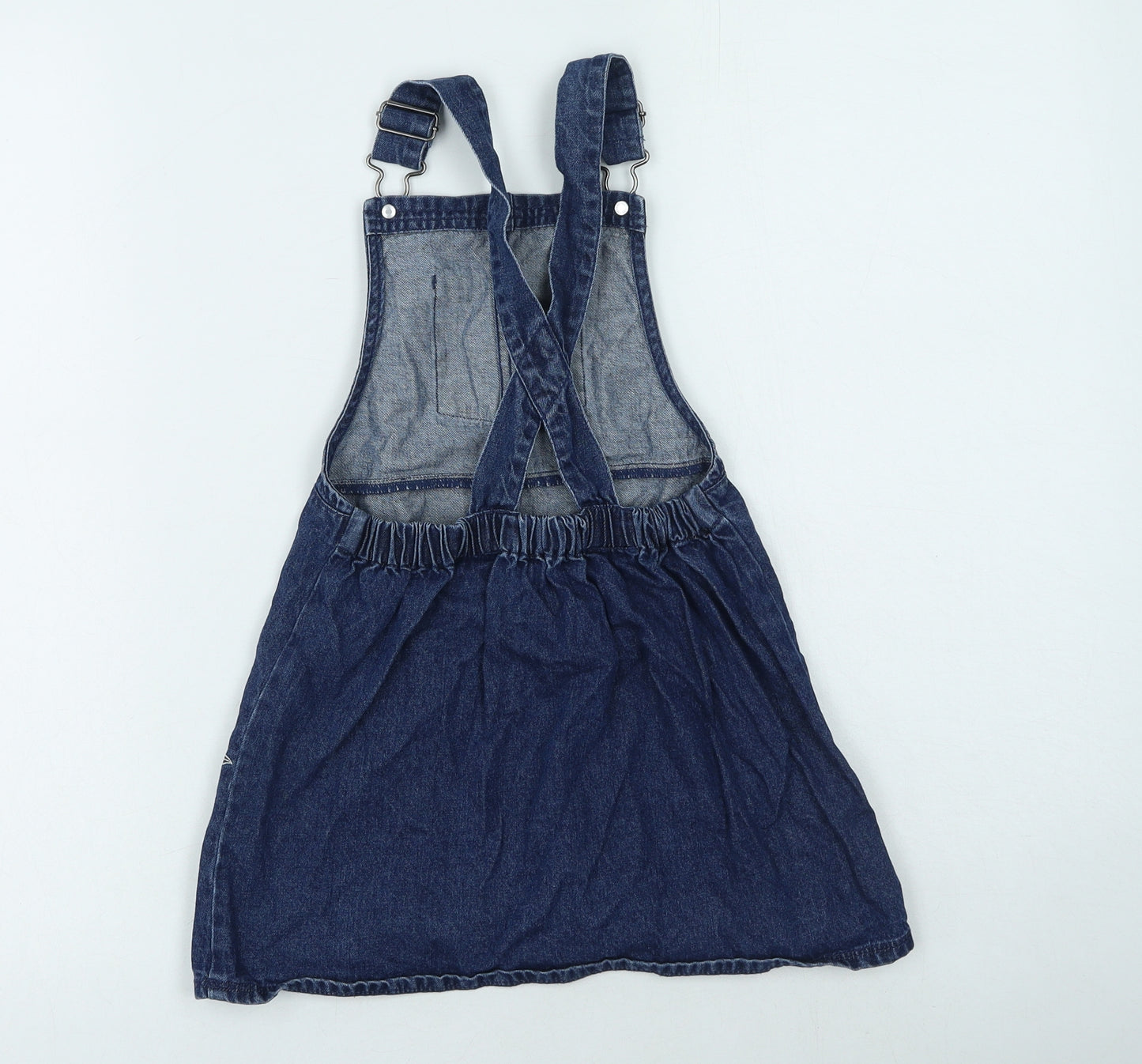 George  Girls Blue  Cotton Pinafore/Dungaree Dress  Size 4-5 Years  Square Neck  - frozen