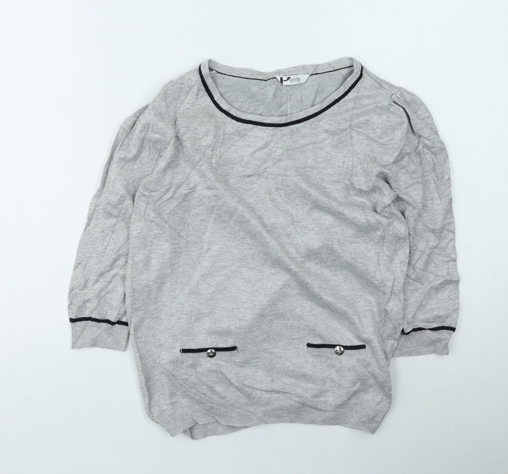 BHS Womens Grey Round Neck Viscose Henley Jumper Size 8