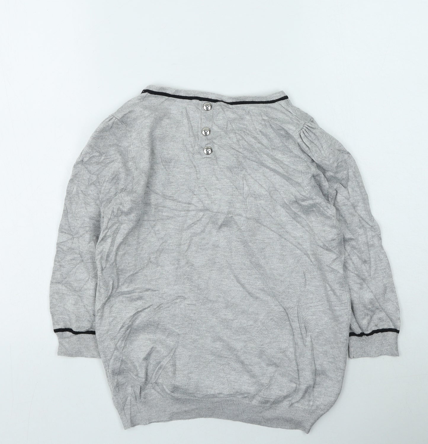 BHS Womens Grey Round Neck  Viscose Henley Jumper Size 8