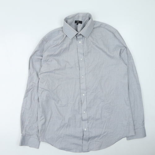 George  Mens Grey  Polyester  Button-Up Size 16 Collared