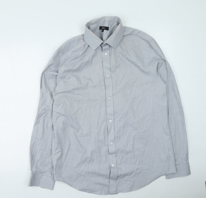 George Mens Grey Polyester Button-Up Size 16 Collared