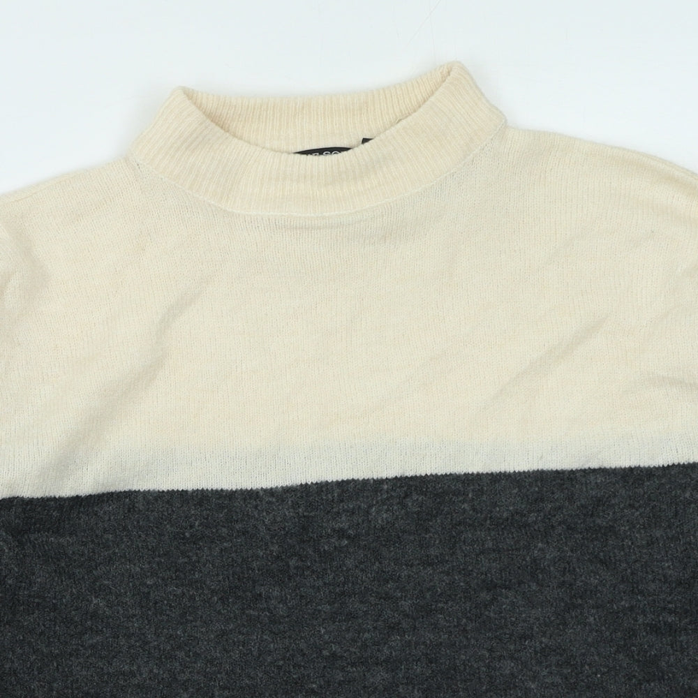 Brave Soul Womens Multicoloured High Neck  Acrylic Pullover Jumper Size M