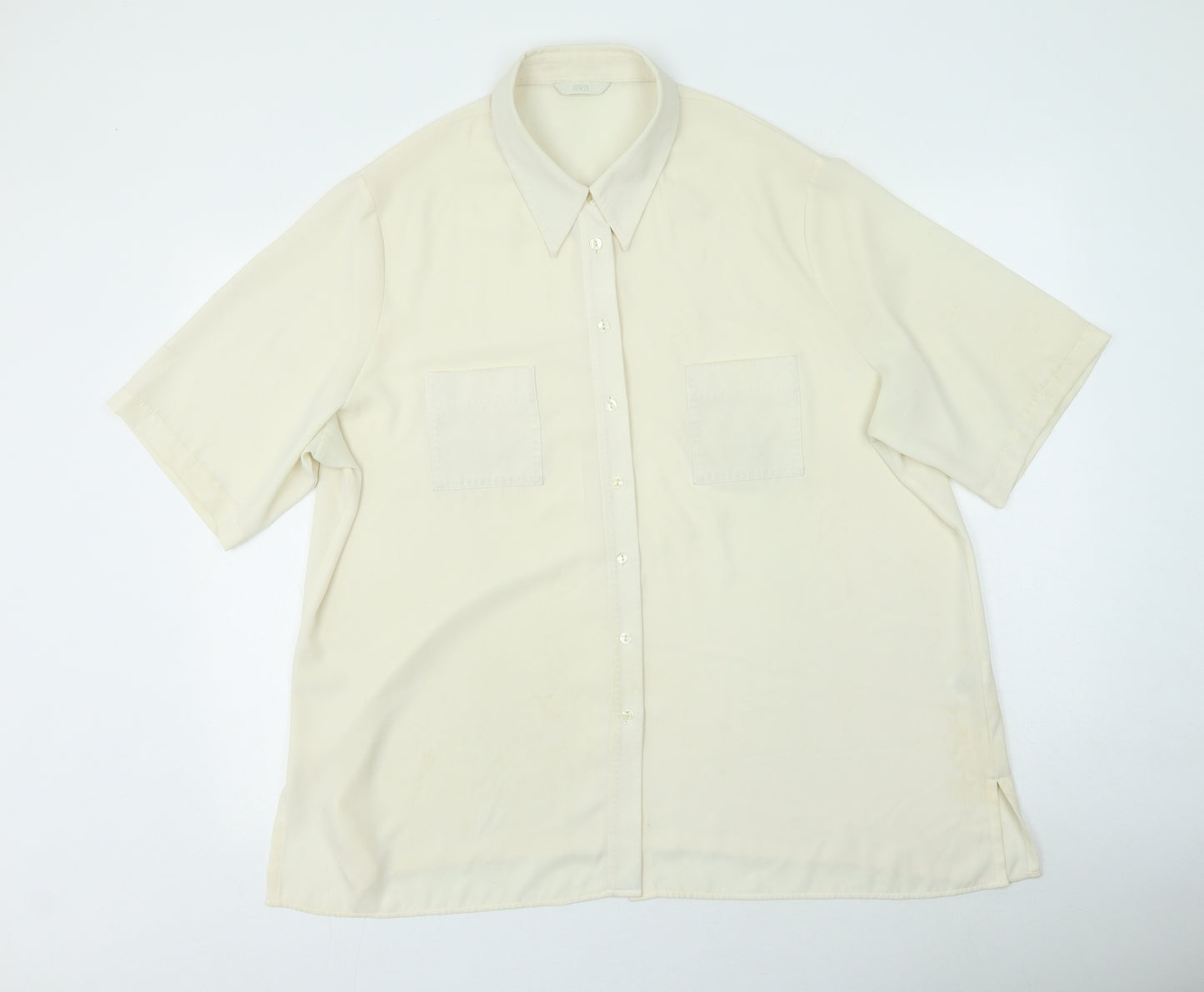 Marks and Spencer Womens Beige Polyester Basic Button-Up Size 22 Collared