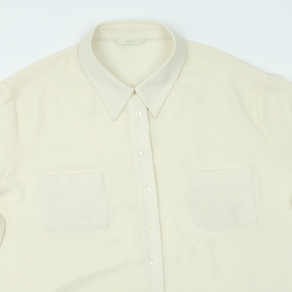 Marks and Spencer Womens Beige Polyester Basic Button-Up Size 22 Collared