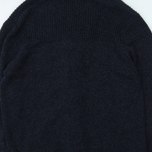 TU Mens Blue High Neck Acrylic Cardigan Jumper Size L