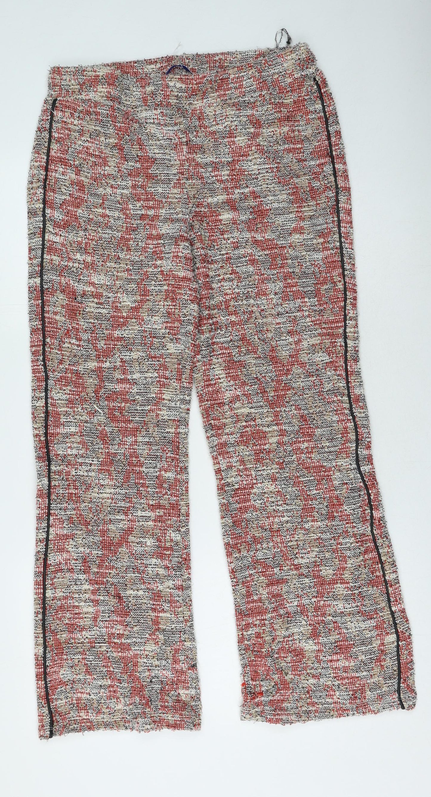 Zara Womens Multicoloured Cotton Trousers Size L L30 in Regular