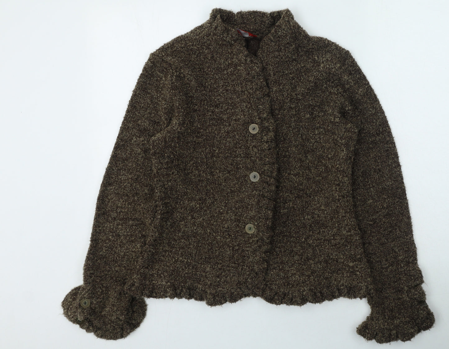 Olsen Womens Brown V-Neck Acrylic Cape Jumper Size 12