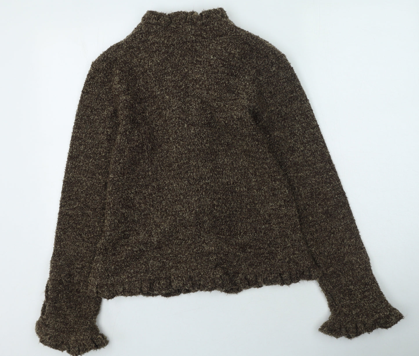 Olsen Womens Brown V-Neck Acrylic Cape Jumper Size 12