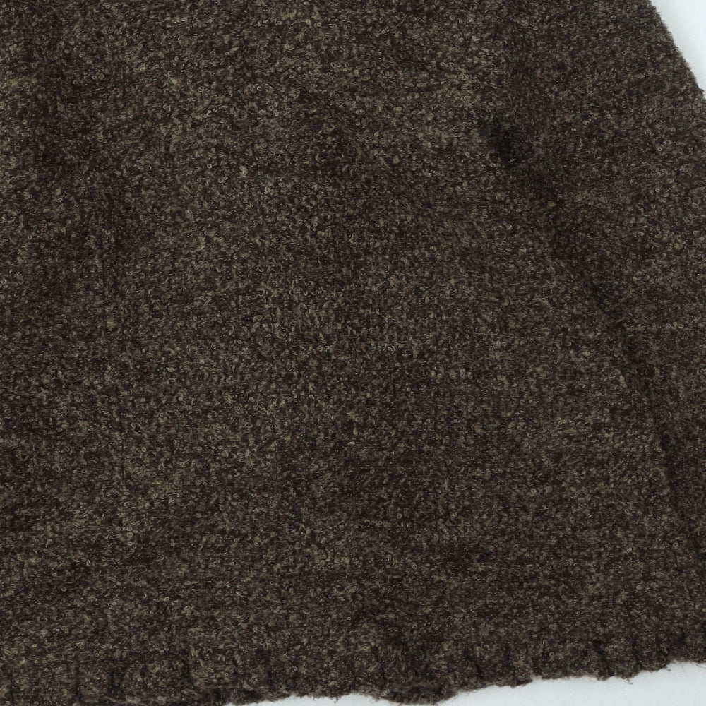 Olsen Womens Brown V-Neck Acrylic Cape Jumper Size 12