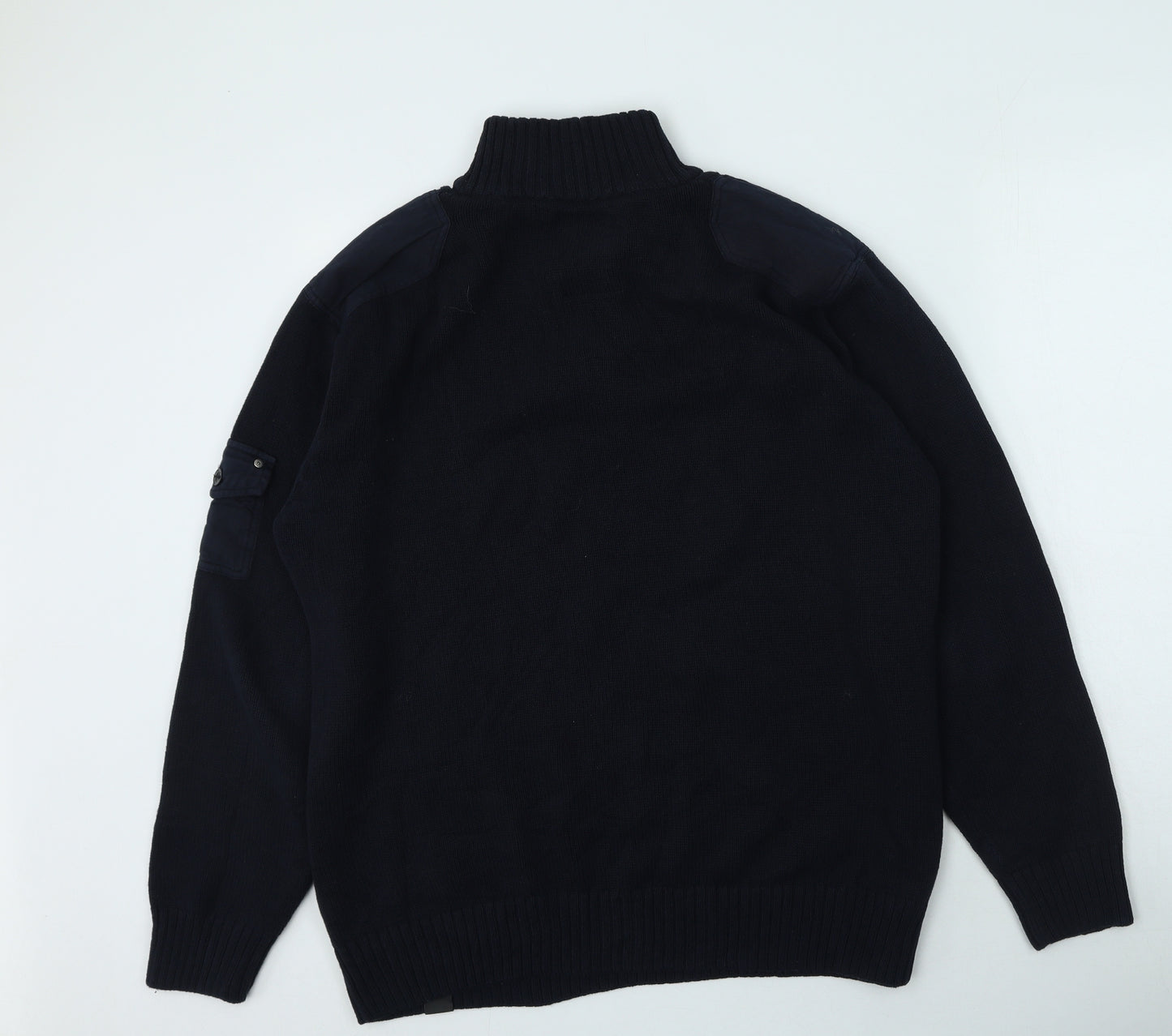NEXT Mens Blue High Neck Cotton Pullover Jumper Size 2XL