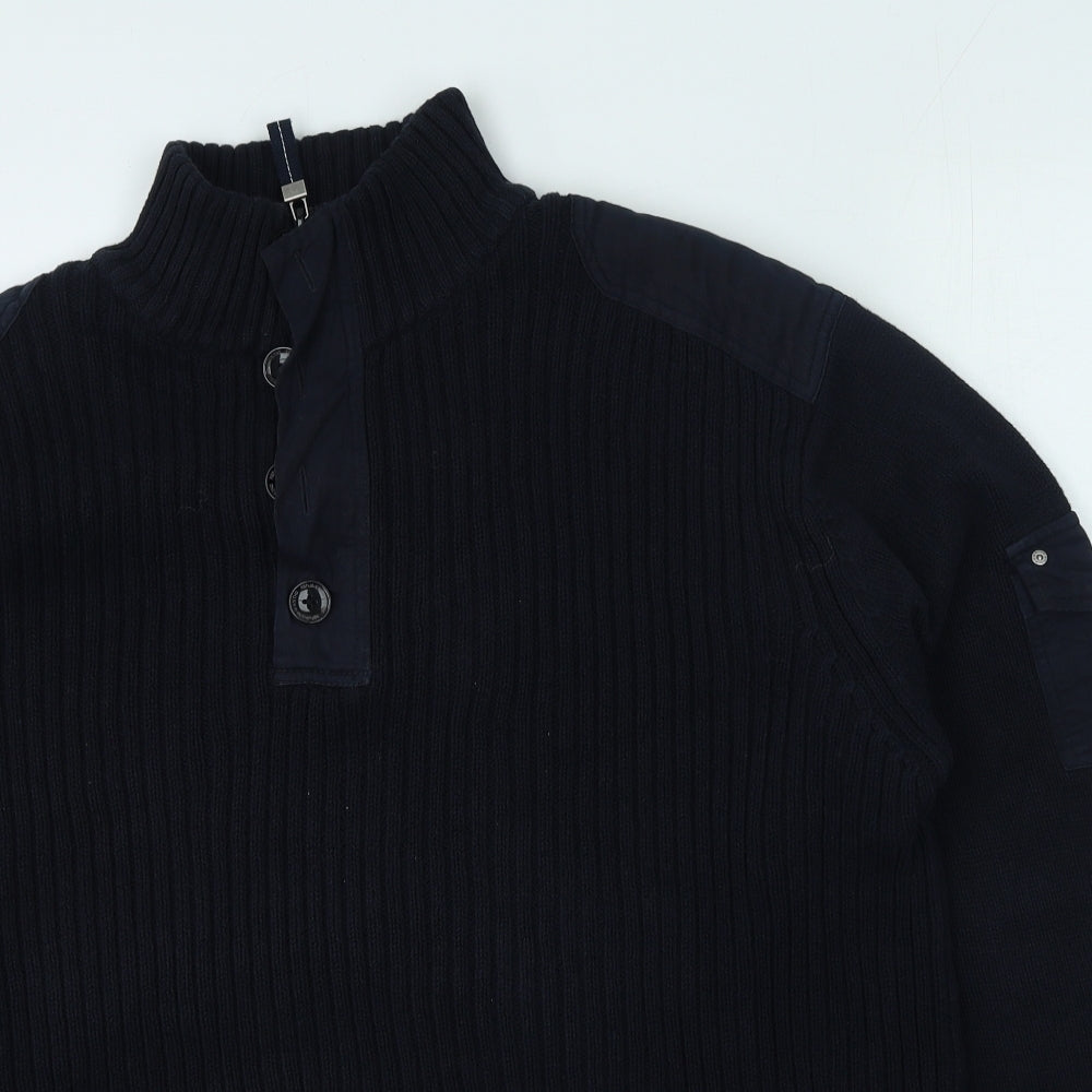 NEXT Mens Blue High Neck Cotton Pullover Jumper Size 2XL