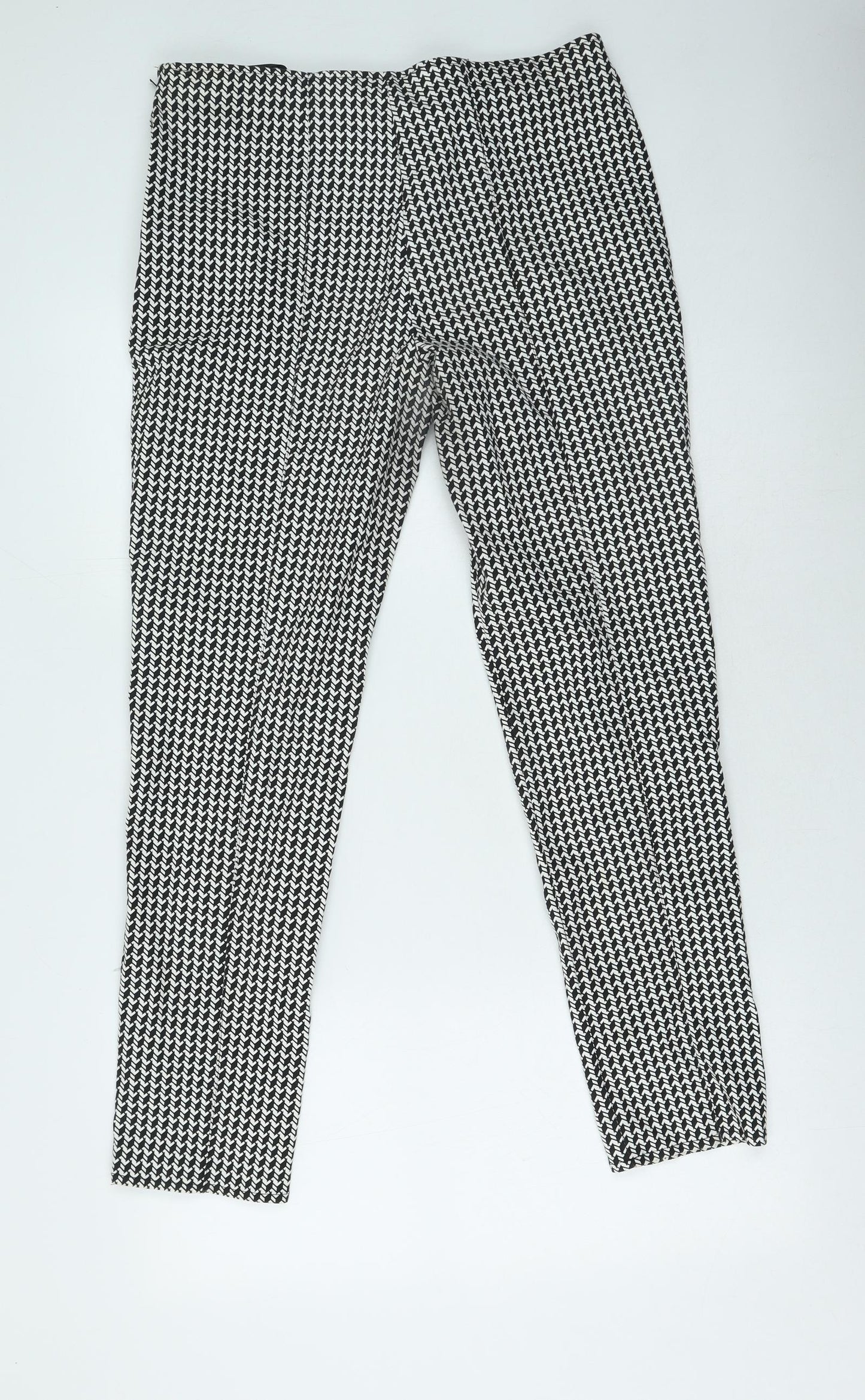 Primark Womens Black Geometric Polyester Jegging Trousers Size 14 L28 in Regular