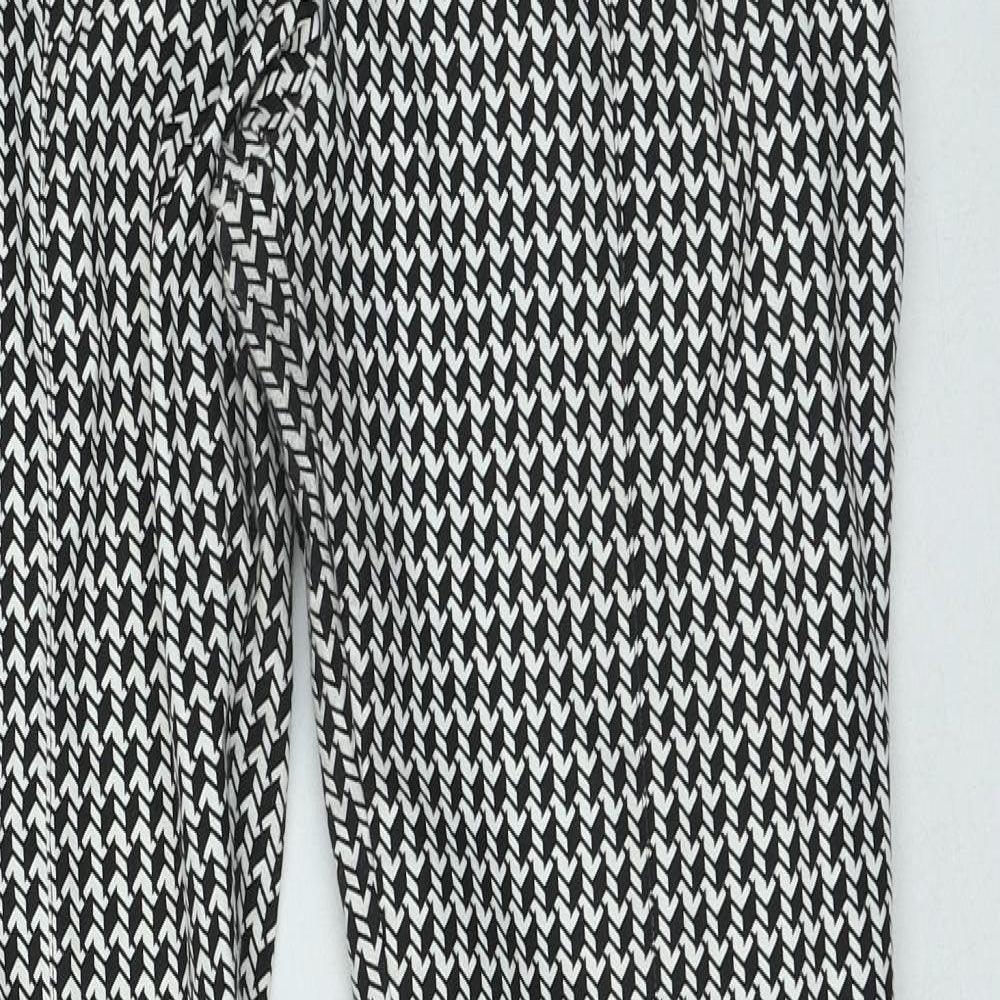 Primark Womens Black Geometric Polyester Jegging Trousers Size 14 L28 in Regular