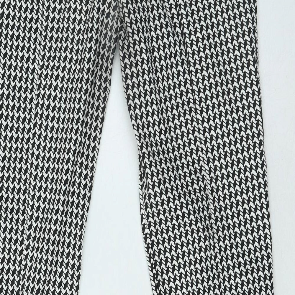 Primark Womens Black Geometric Polyester Jegging Trousers Size 14 L28 in Regular
