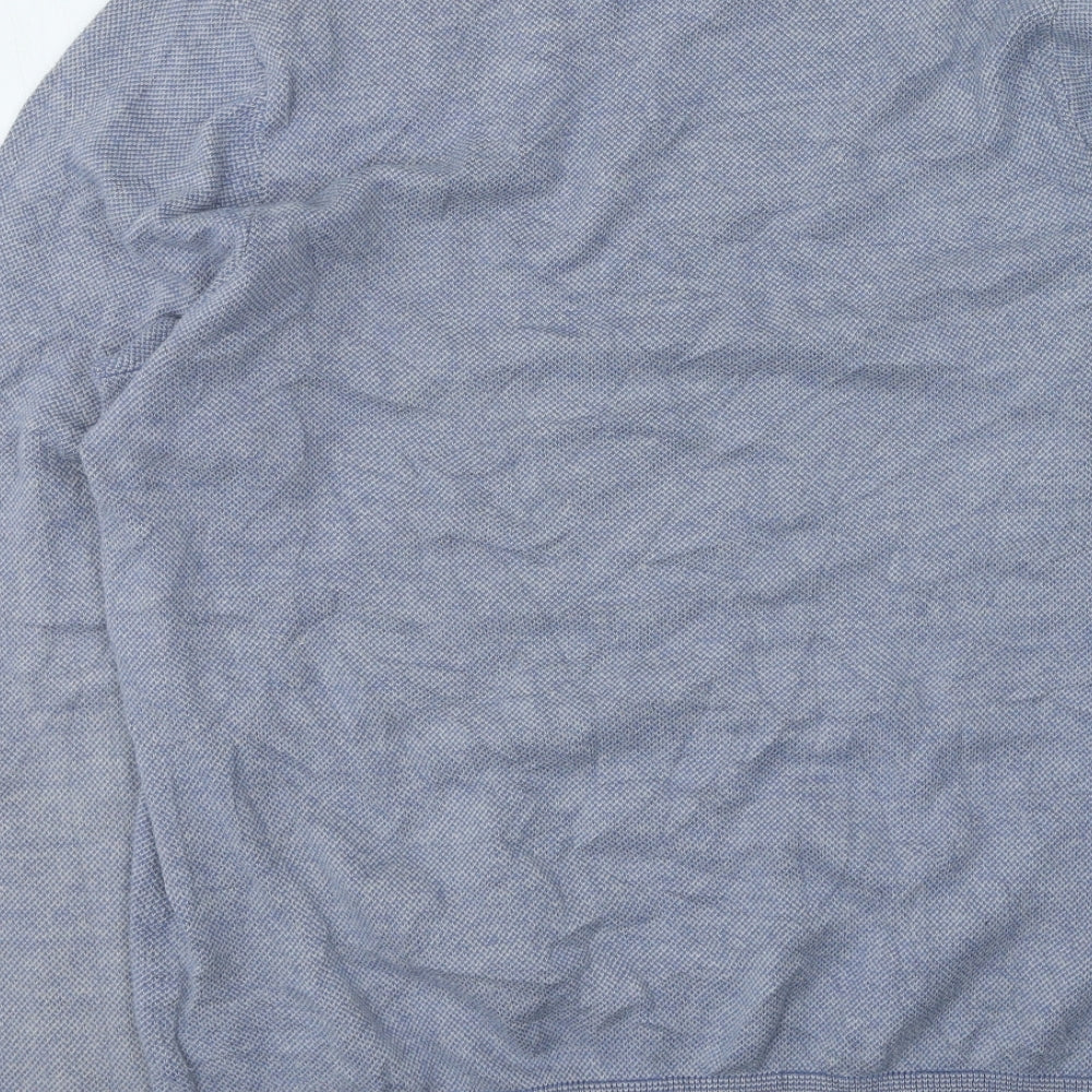 Marks and Spencer Mens Blue Round Neck Cotton Pullover Jumper Size M