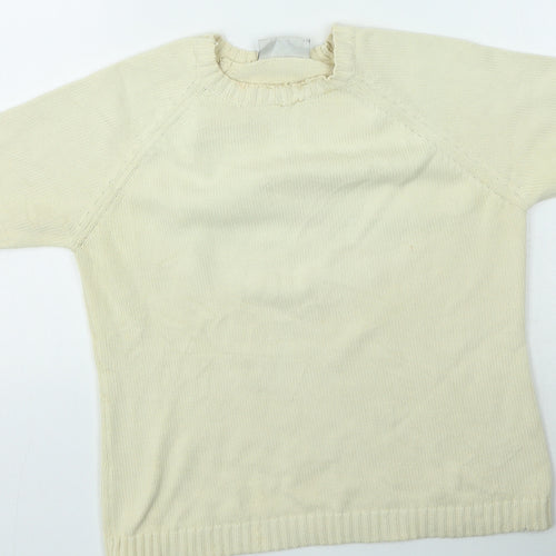 BHS Womens Beige Round Neck Cotton Pullover Jumper Size 12