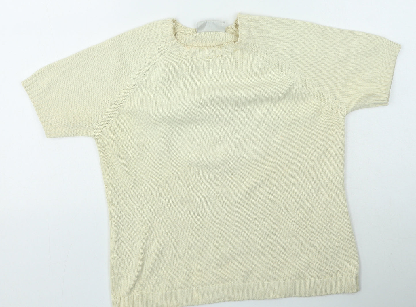 BHS Womens Beige Round Neck Cotton Pullover Jumper Size 12