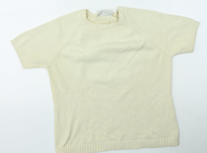 BHS Womens Beige Round Neck Cotton Pullover Jumper Size 12