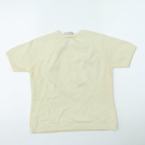BHS Womens Beige Round Neck Cotton Pullover Jumper Size 12