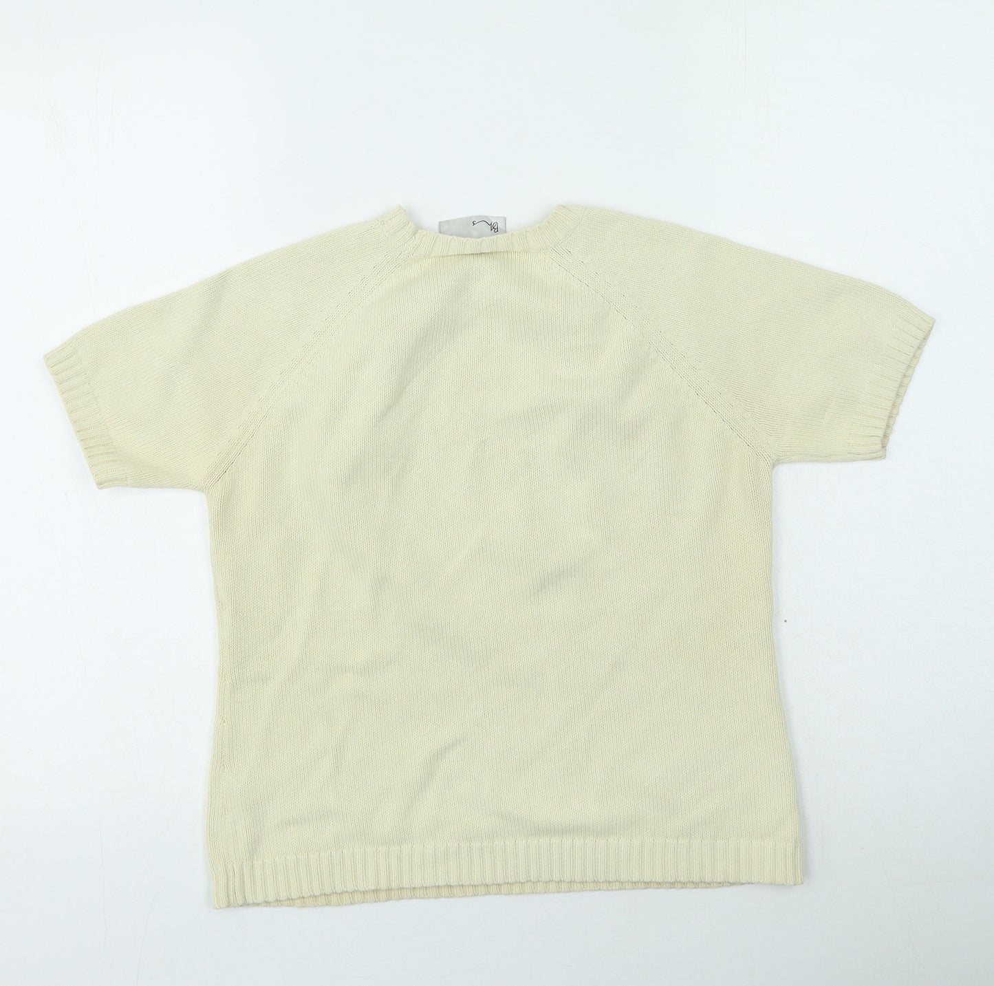 BHS Womens Beige Round Neck Cotton Pullover Jumper Size 12