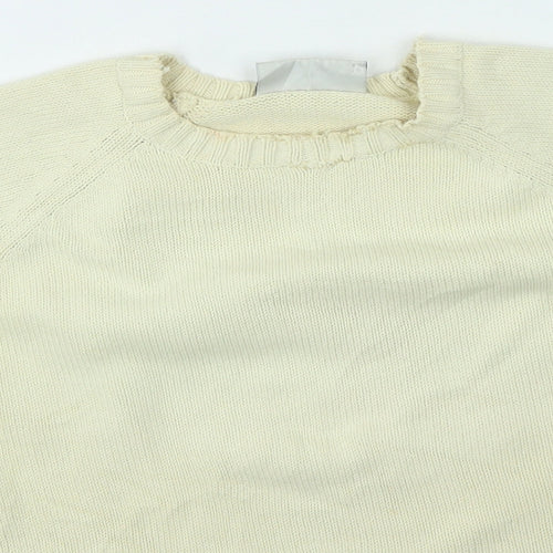 BHS Womens Beige Round Neck Cotton Pullover Jumper Size 12