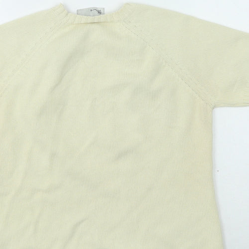BHS Womens Beige Round Neck Cotton Pullover Jumper Size 12