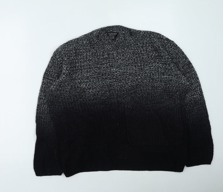 Topshop Womens Black Round Neck Acrylic Pullover Jumper Size 6