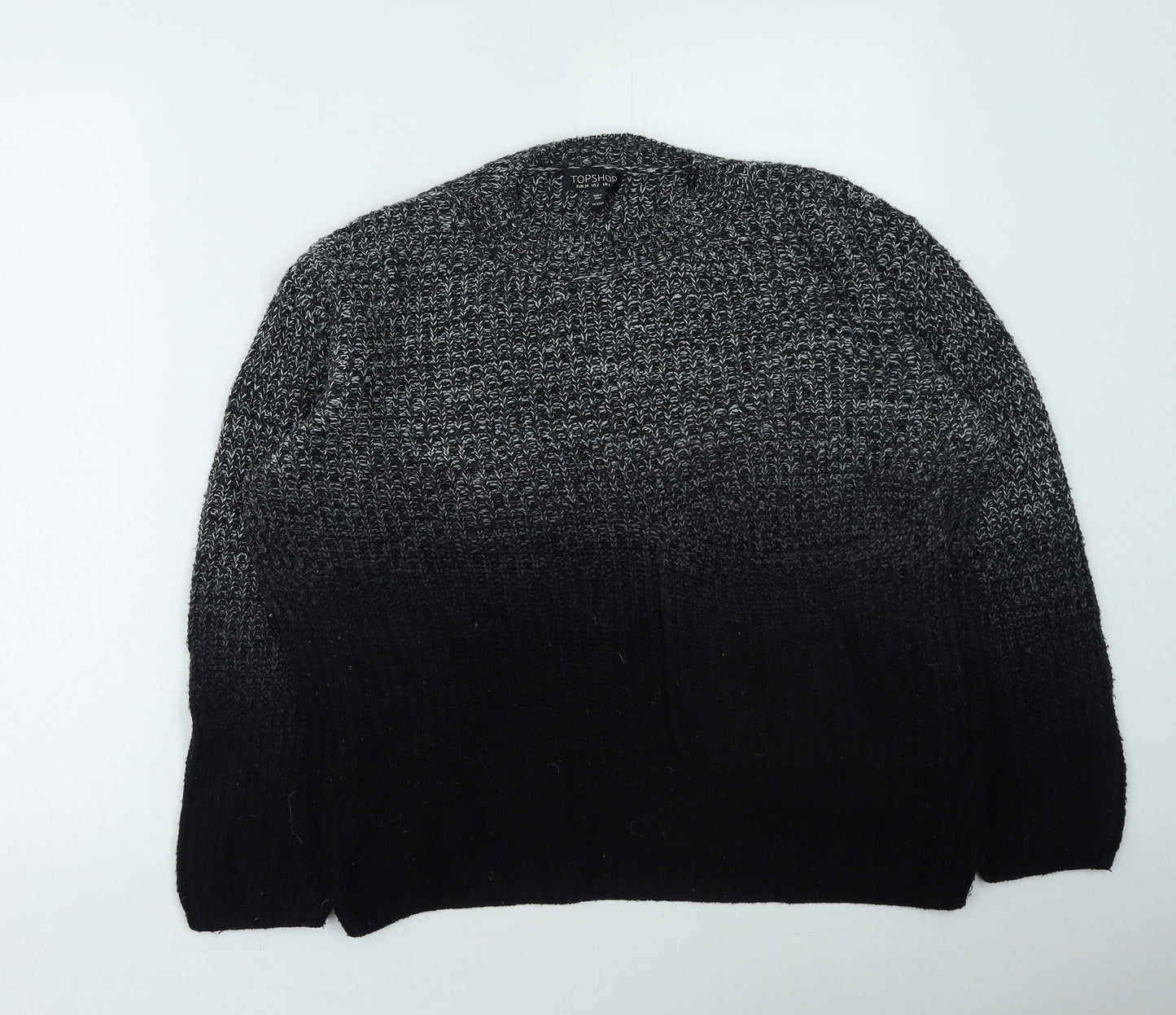 Topshop Womens Black Round Neck Acrylic Pullover Jumper Size 6