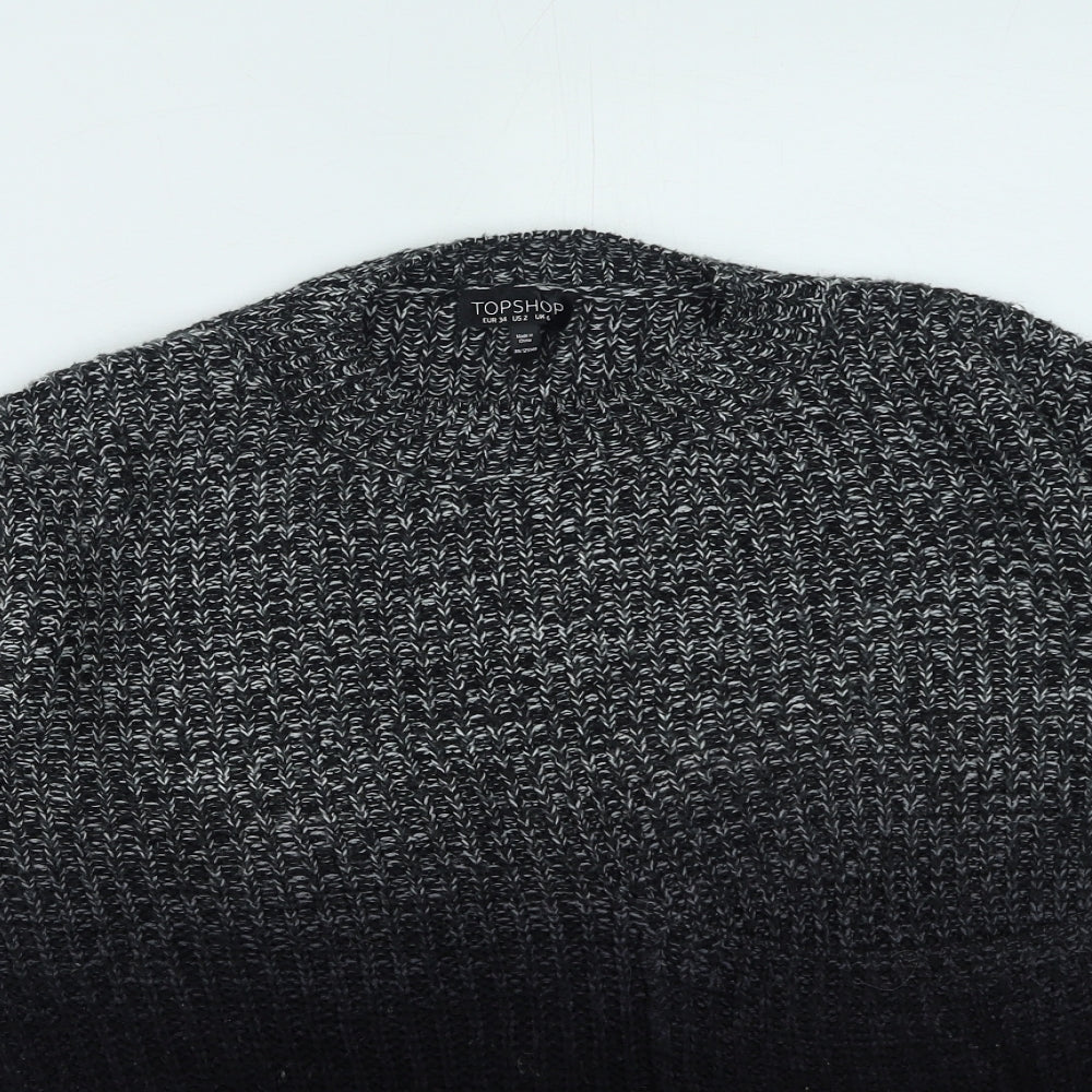 Topshop Womens Black Round Neck Acrylic Pullover Jumper Size 6