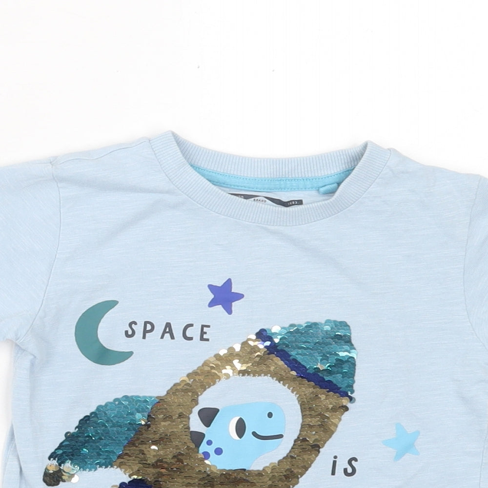 NEXT Boys Blue  Cotton Basic T-Shirt Size 2-3 Years Crew Neck Pullover