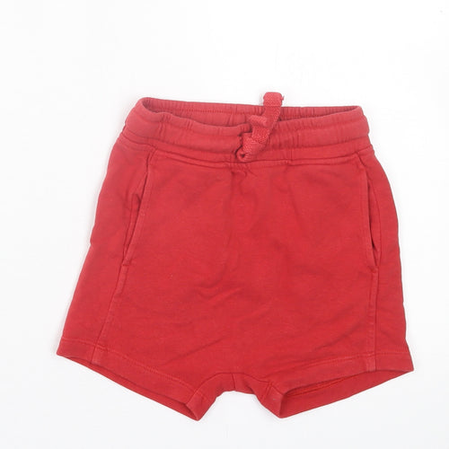 George Boys Red  Cotton Sweat Shorts Size 2-3 Years  Regular Tie