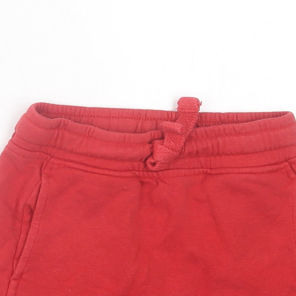 George Boys Red  Cotton Sweat Shorts Size 2-3 Years  Regular Tie