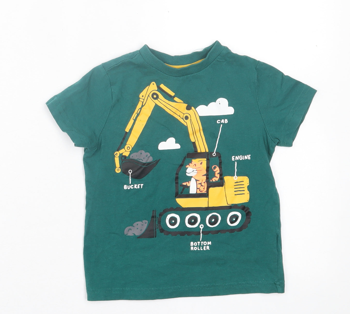 F&F Boys Green  Cotton Basic T-Shirt Size 2-3 Years Crew Neck Pullover