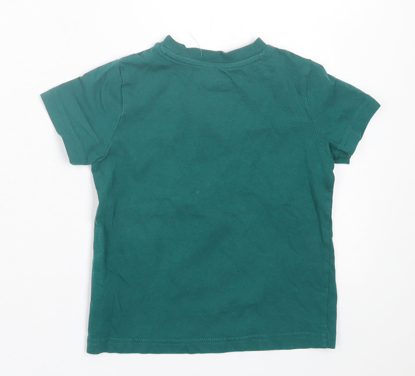 F&F Boys Green  Cotton Basic T-Shirt Size 2-3 Years Crew Neck Pullover