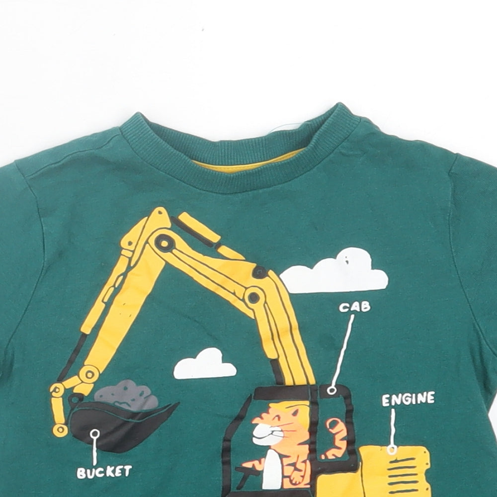 F&F Boys Green  Cotton Basic T-Shirt Size 2-3 Years Crew Neck Pullover