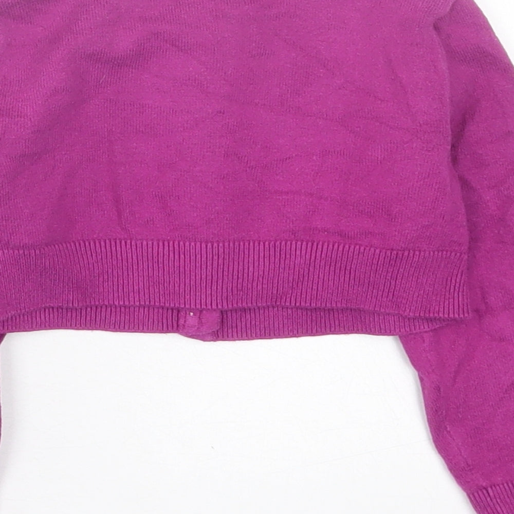 NEXT Girls Purple Crew Neck  Cotton Cardigan Jumper Size 3 Years  Button
