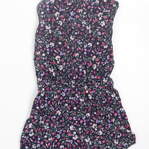 M&Co Girls Purple Floral Cotton Playsuit One-Piece Size 2-3 Years  Pullover