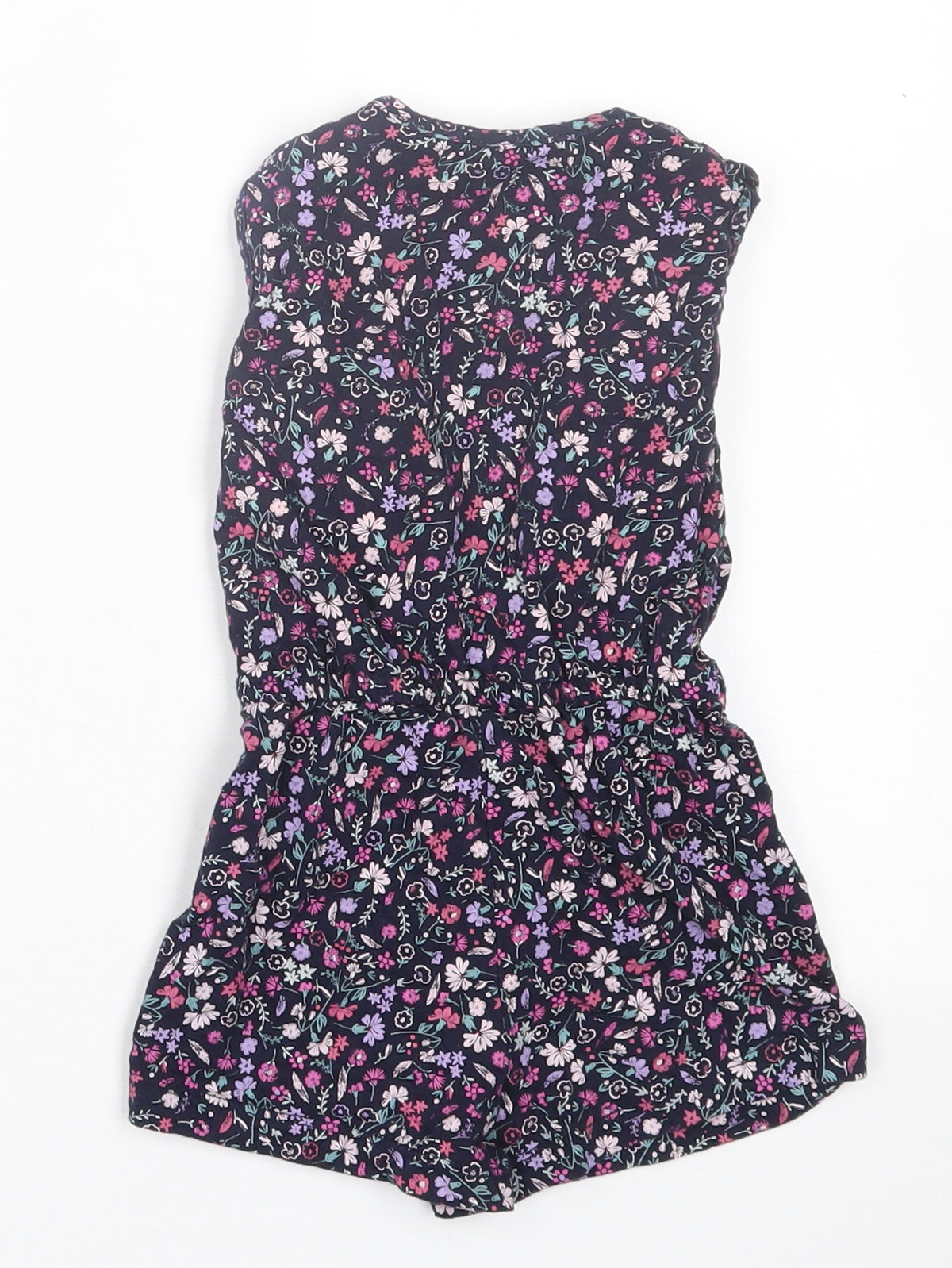 M&Co Girls Purple Floral Cotton Playsuit One-Piece Size 2-3 Years  Pullover