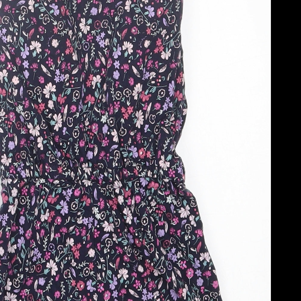 M&Co Girls Purple Floral Cotton Playsuit One-Piece Size 2-3 Years  Pullover