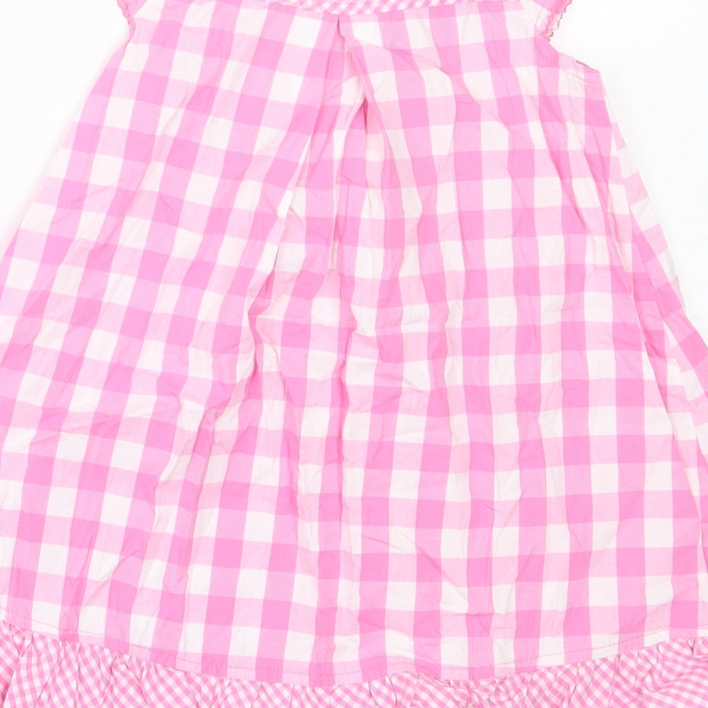 Dunnes Stores Girls Pink Plaid Cotton A-Line  Size 18-24 Months  Crew Neck Button