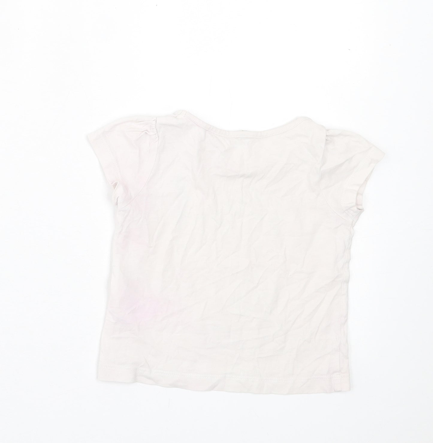 H&M Girls White  Cotton Basic T-Shirt Size 24 Months Crew Neck Pullover