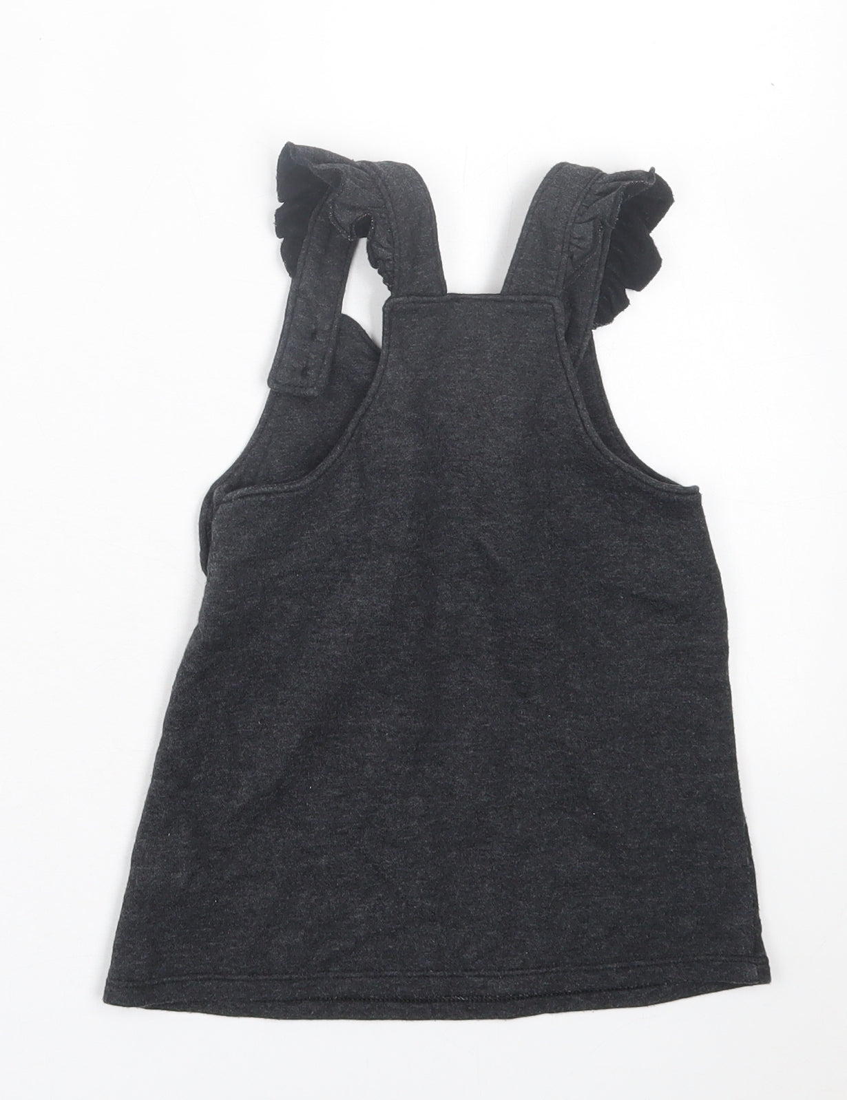 F&F Girls Grey  Cotton Pinafore/Dungaree Dress  Size 12-18 Months  Square Neck Button - 101 Dalmatians