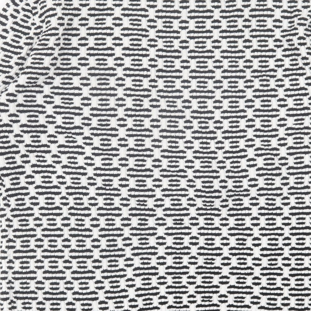 F&F Womens Black High Neck Geometric Cotton Pullover Jumper Size 14