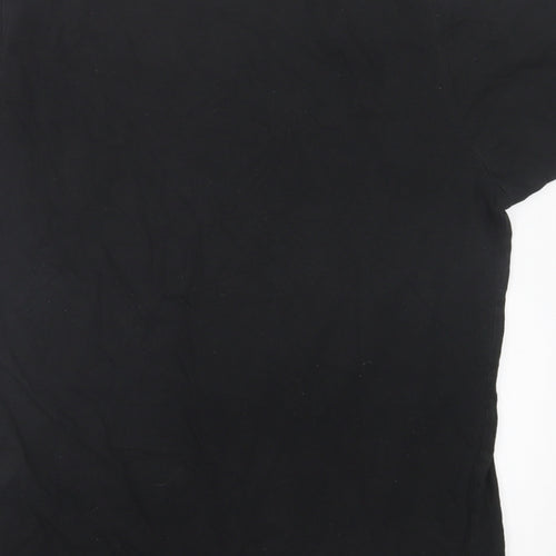 United Colors of Mancunia Mens Black  Cotton  T-Shirt Size S Crew Neck