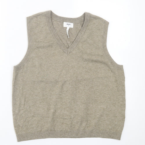 Object Mens Brown V-Neck  Viscose  Jumper Size S